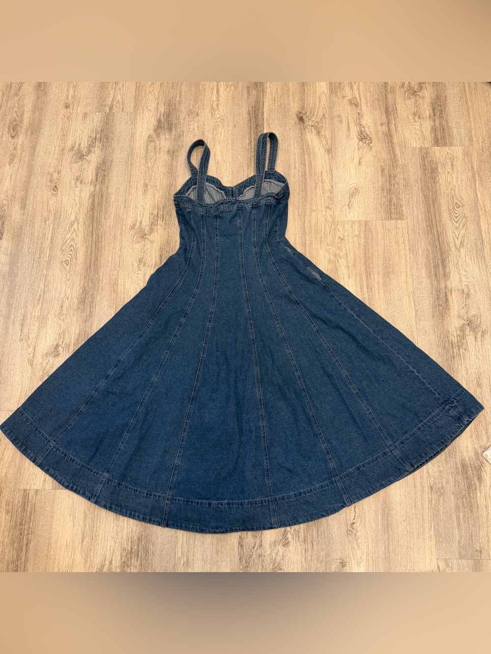 Free Market Denim Button Front Midi Dress Size Medium Pockets A-Line - Picture 3 of 3